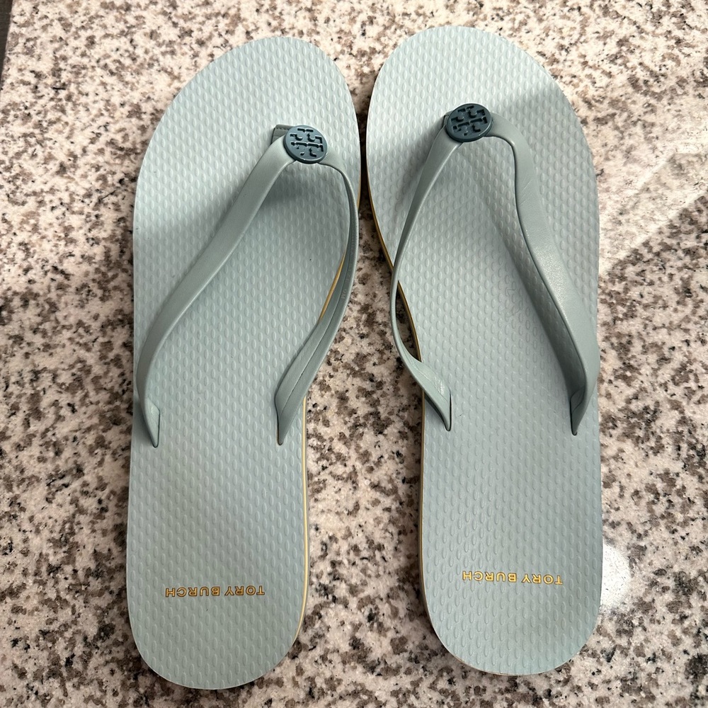 Blue Tory Burch Flip Flops